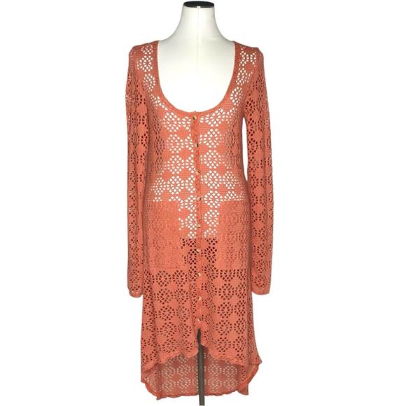 Free People Beach Crochet Love Long Sleeve Swim Cover-Up size Medium - Picture 2 of 10
